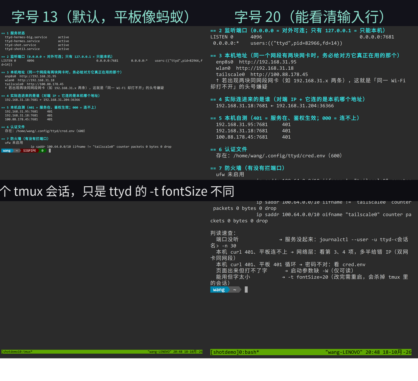 字号对比